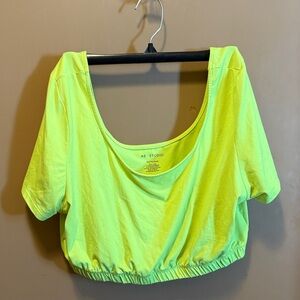American Eagle Outfitters Neon Green Short Sleeve Crop Top